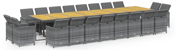 VidaXL Szürke Polyrattan 21 részes Kerti Étkezőgarnitúra Párnákkal