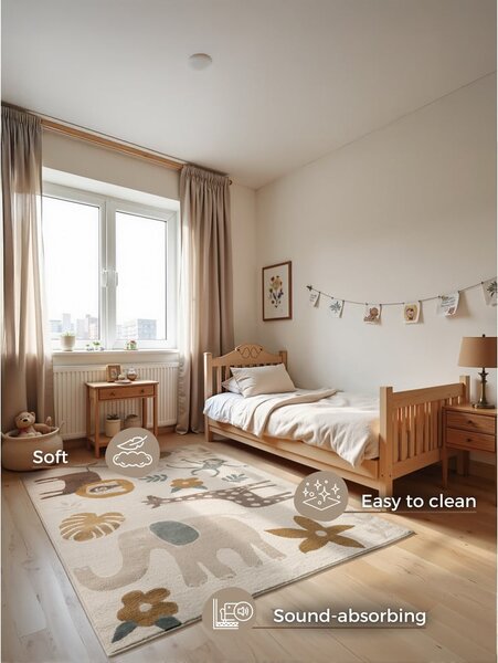 Krémszínű gyerek szőnyeg 160x235 cm Animal Safari – Hanse Home