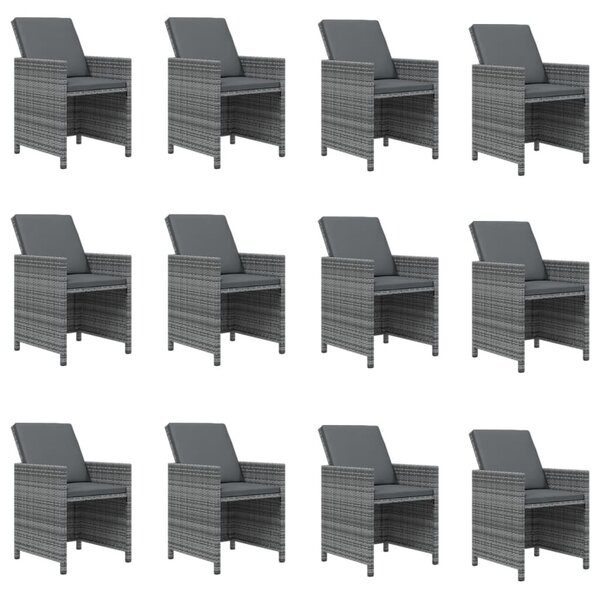 VidaXL Szürke Polyrattan 13 Részes Kerti Étkezőgarnitúra Párnákkal