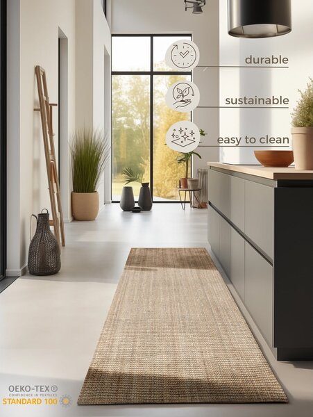 Natúr színű juta futószőnyeg 80x200 cm Bouclé – Hanse Home