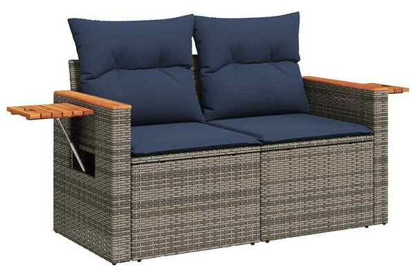 8 részes szürke polyrattan kerti ülőgarnitúra párnával