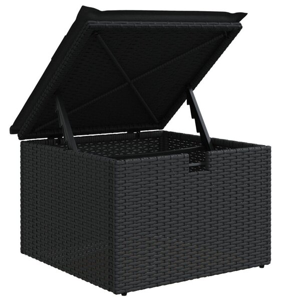 5 Darabos Kerti Kanapé Szett Párnákkal Fekete Poly Rattan