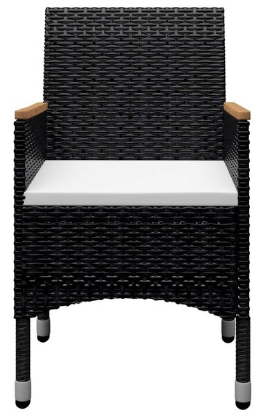 9 részes fekete polyrattan és akácfa kerti étkezőgarnitúra