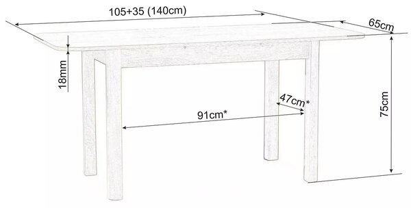 Széthúzható étkezőasztal 105-140 cm Daniel (sonoma tölgy + sonoma tölgy) (4 6 fő részére)