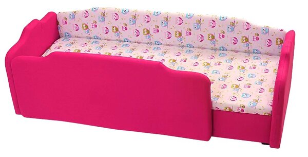 Pink baglyos körbetámlás leesésgátlós gyerekágy ágyneműtartóval - 160x70 cm / Jobbos / 5 cm-es matraccal