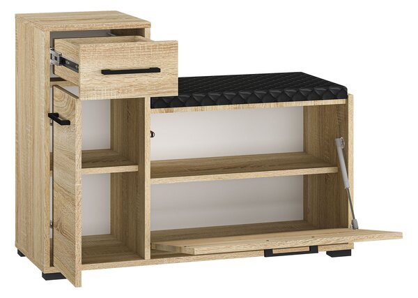 CARO cipőtároló pad ülőkével és szekrénnyel - sonoma tölgy