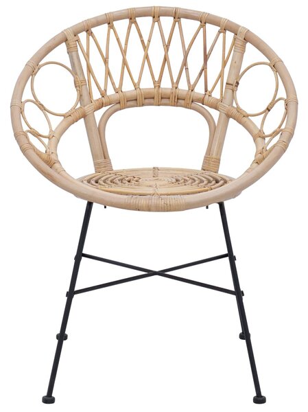 VidaXL Étkezőszék 2 pcs Természetes 65 x 55,5 x 81 cm Rattan és Vas