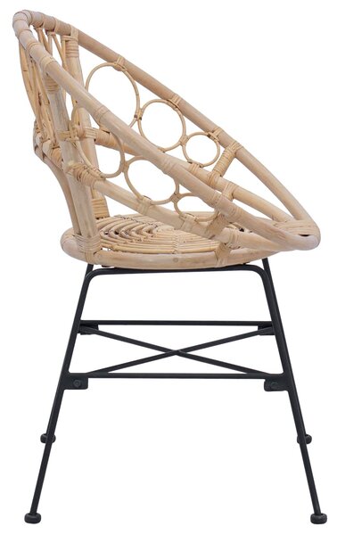 VidaXL Étkezőszék 2 pcs Természetes 65 x 55,5 x 81 cm Rattan és Vas