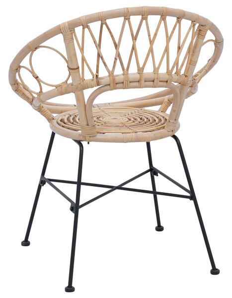 VidaXL Étkezőszék 2 pcs Természetes 65 x 55,5 x 81 cm Rattan és Vas