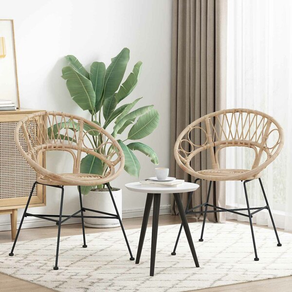 VidaXL Étkezőszék 2 pcs Természetes 65 x 55,5 x 81 cm Rattan és Vas