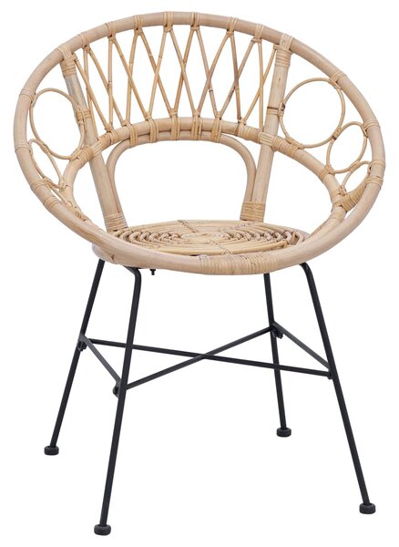VidaXL Étkezőszék 2 pcs Természetes 65 x 55,5 x 81 cm Rattan és Vas