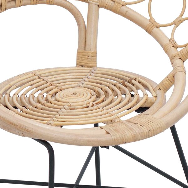 VidaXL Étkezőszék 2 pcs Természetes 65 x 55,5 x 81 cm Rattan és Vas