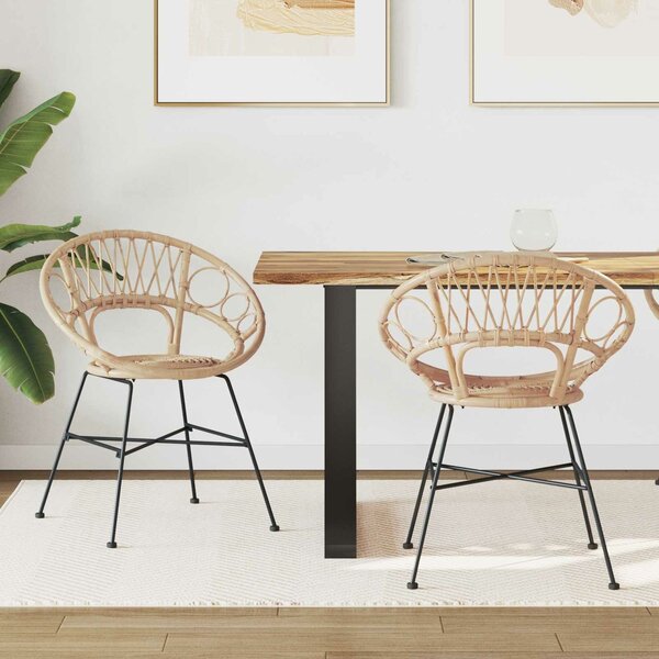 VidaXL Étkezőszék 2 pcs Természetes 65 x 55,5 x 81 cm Rattan és Vas