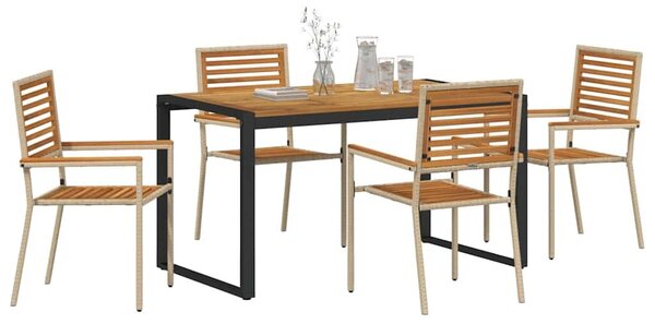 VidaXL Kert étkező szett 5 pcs Bézs 140 x 80 x 75 cm polirattan