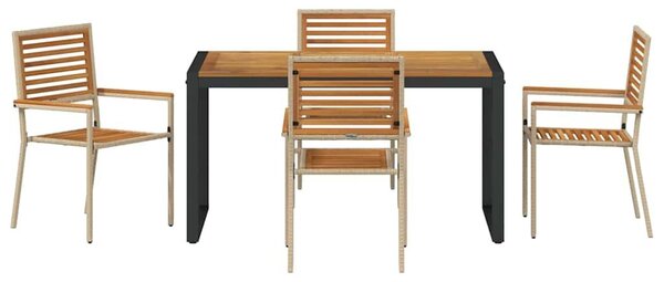 VidaXL Kert étkező szett 5 pcs Bézs 140 x 80 x 75 cm polirattan