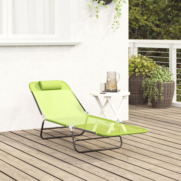 VidaXL Összecsukható nyugágy 1-személy Zöld 182 x 55 x 85.5 cm Fém