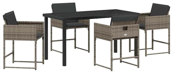VidaXL Kert étkező szett párnával 5 pcs Szürke Poli rattan