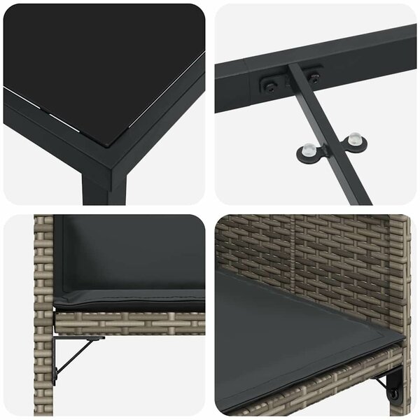 VidaXL Kert étkező szett párnával 5 pcs Szürke Poli rattan