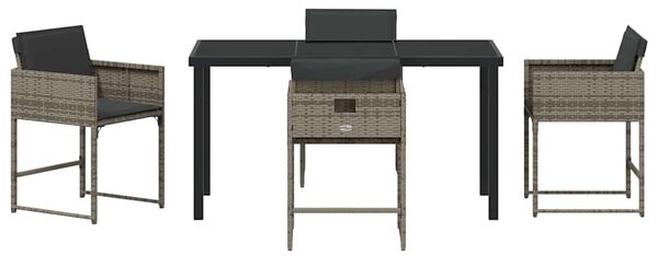 VidaXL Kert étkező szett párnával 5 pcs Szürke Poli rattan