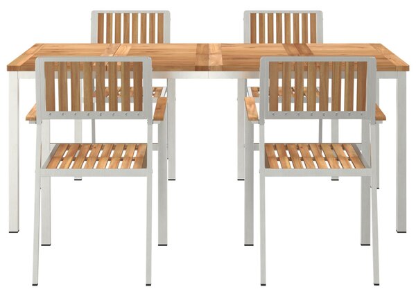 VidaXL Kert étkező szett 5 pcs Barna Tömör tíkfa