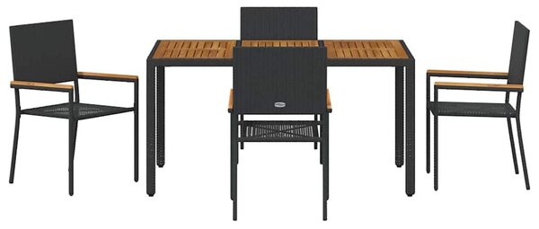 VidaXL Kert étkező szett 5 pcs Fekete és Fa 150 x 90 x 75 cm