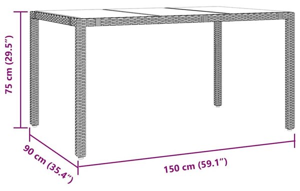 VidaXL Kert étkező szett 5 pcs Bézs 150 x 90 x 75 cm polirattan