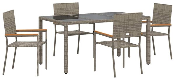 VidaXL Kert étkező szett 5 pcs Szürke 150 x 90 x 75 cm polirattan