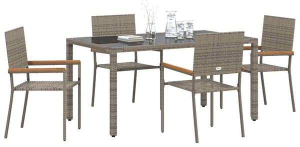 VidaXL Kert étkező szett 5 pcs Szürke 150 x 90 x 75 cm polirattan