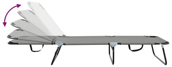 VidaXL Összecsukható nyugágy 1-személy Szürke 56 x 189 x 87cm szövet