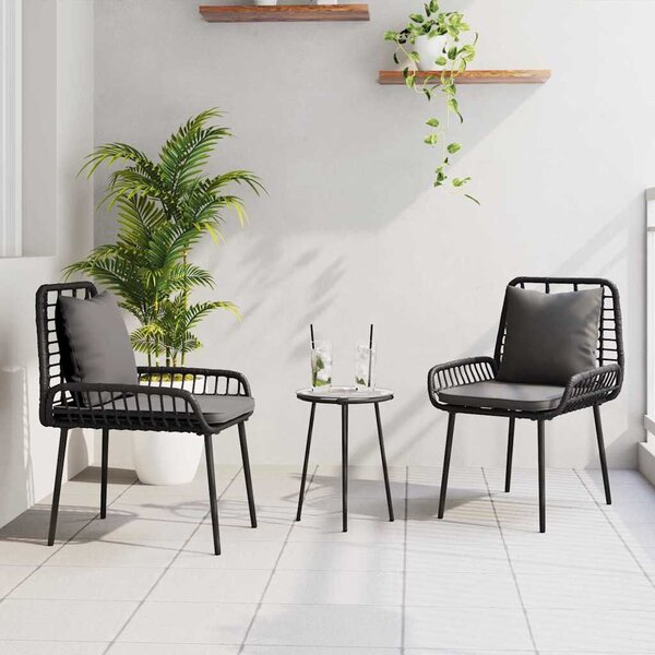 Kert étkező szett 3 pcs Fekete és Antracit Poli rattan és acél