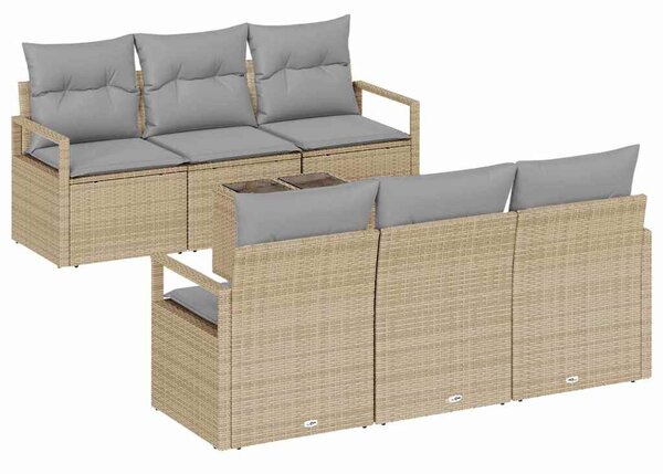 Kerti Kanapé Szett 7 pcs Barna és szürke 55 x 55 x 37 cm