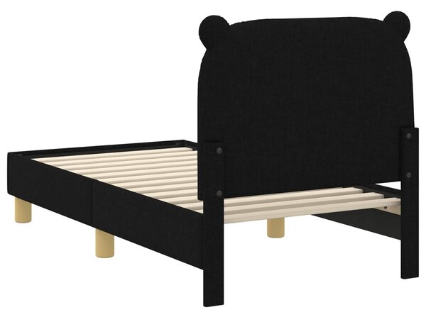 VidaXL Gyerekágy keret fejtámlával Fekete 70 x 140 cm Szövet