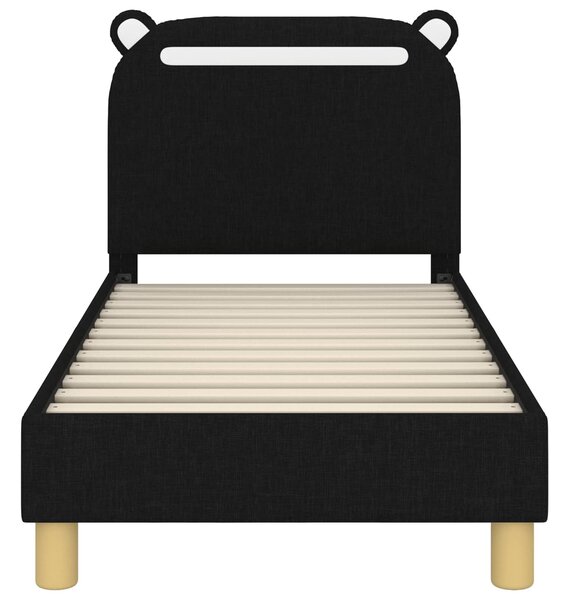 VidaXL Gyerekágy keret fejtámlával Fekete 70 x 140 cm Szövet