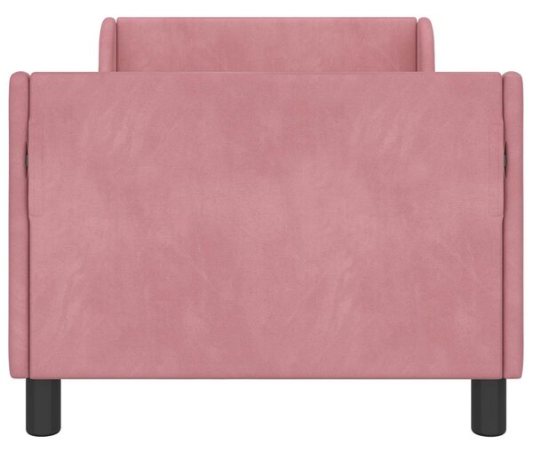 VidaXL Gyerekágy kerettel fejtámlával Rózsaszín 80 x 160 cm Bársony