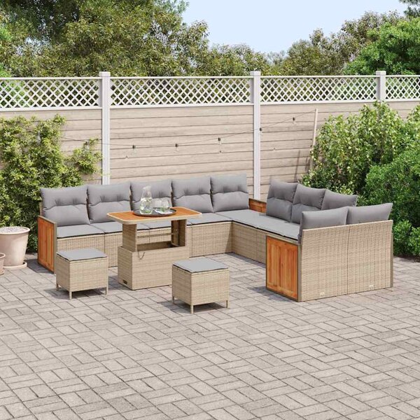 Kerti Kanapé Szett 13 pcs Bézs 90 x 55 x 71 cm polirattan