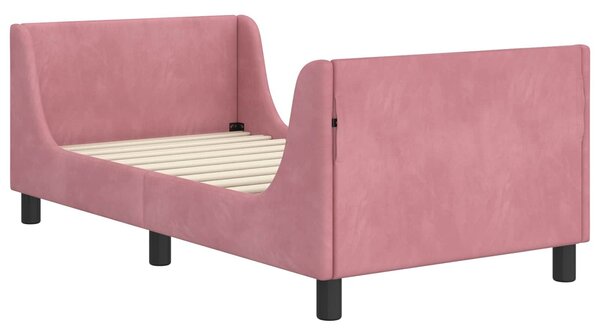 VidaXL Gyerekágy kerettel fejtámlával Rózsaszín 80 x 160 cm Bársony