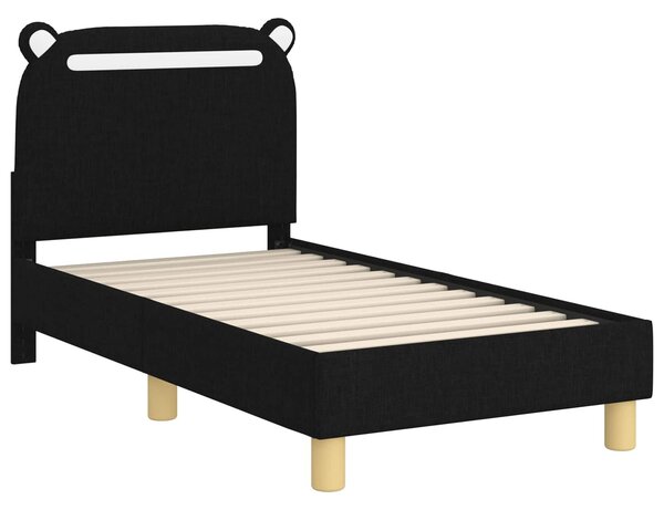 VidaXL Gyerekágy keret fejtámlával Fekete 70 x 140 cm Szövet