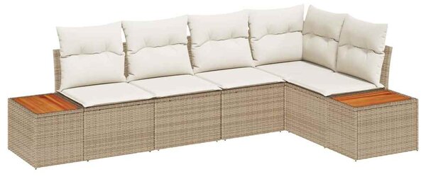 Kerti Kanapé Szett 5 pcs bézs és krémszínű 264 x 154 x 85 cm