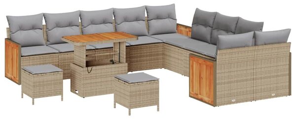 Kerti Kanapé Szett 13 pcs Bézs 90 x 55 x 71 cm polirattan