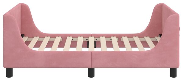 VidaXL Gyerekágy kerettel fejtámlával Rózsaszín 80 x 160 cm Bársony