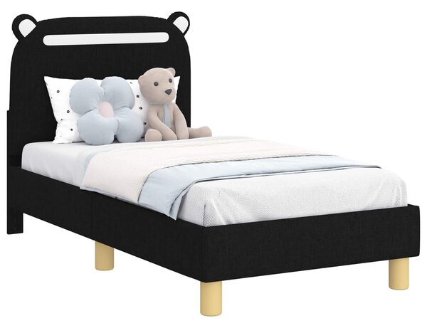 VidaXL Gyerekágy keret fejtámlával Fekete 70 x 140 cm Szövet