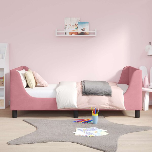 VidaXL Gyerekágy kerettel fejtámlával Rózsaszín 80 x 160 cm Bársony