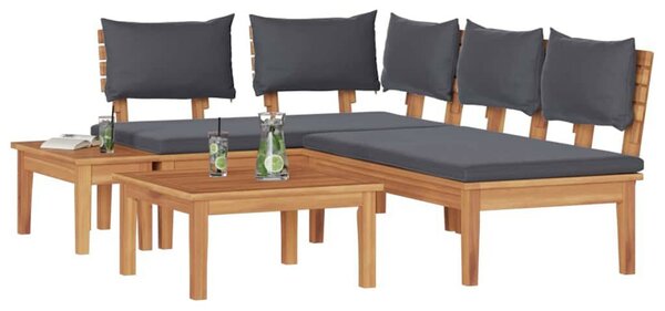 Kert Pad Készlet párnával tárolóval 4 pcs Barna és Szürke
