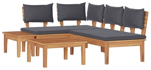 Kert Pad Készlet párnával tárolóval 4 pcs Barna és Szürke