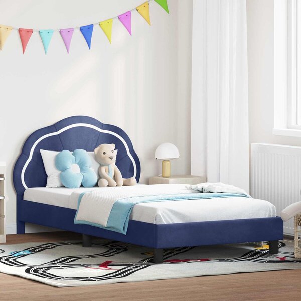VidaXL Gyerekágy kerettel Rendőrségi kék 90 x 200 cm Bársony