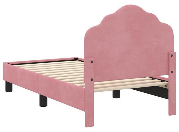 VidaXL Gyerekágy keret fejtámlával Rózsaszín 70 x 140 cm Bársony
