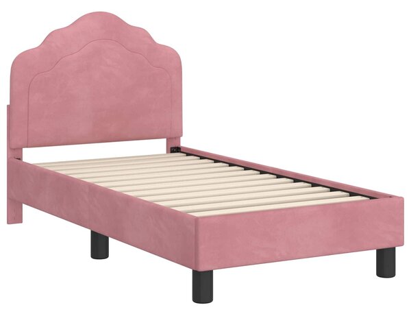 VidaXL Gyerekágy keret fejtámlával Rózsaszín 70 x 140 cm Bársony