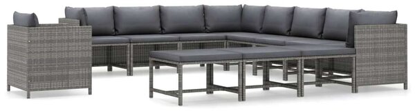 VidaXL Polyrattan Kerti Ülőgarnitúra - 12 részes - Szürke