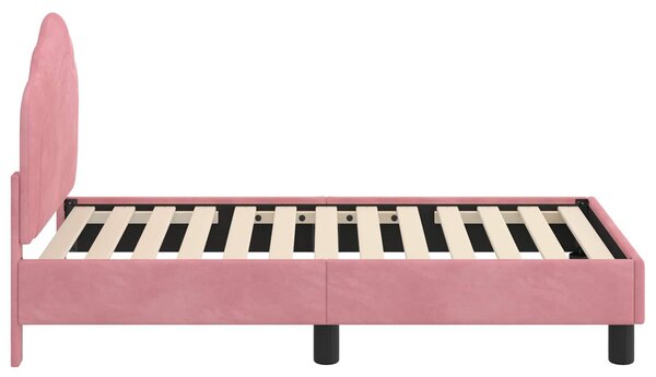 VidaXL Gyerekágy keret fejtámlával Rózsaszín 70 x 140 cm Bársony