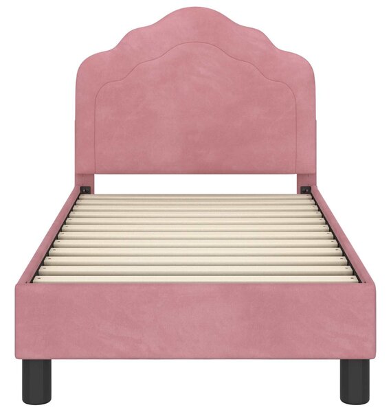 VidaXL Gyerekágy keret fejtámlával Rózsaszín 70 x 140 cm Bársony